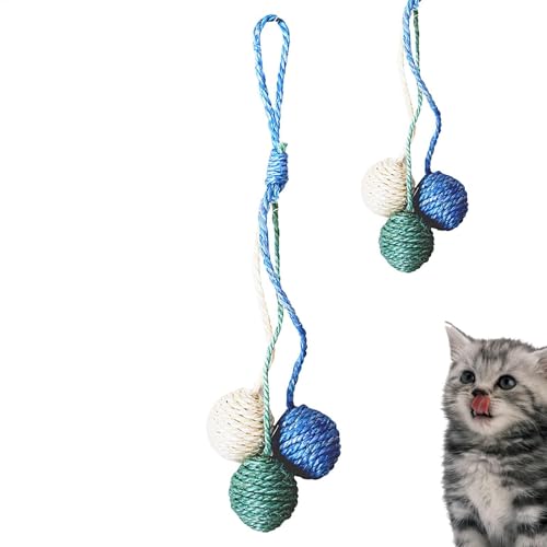 Tiragraffi per gatti in sisal, palla in sisal da appendere per graffiare gatti, palla tiragraffi per gatti, comoda palla interattiva integrata con suoneria integrata, gioco rilassante multifunzionale