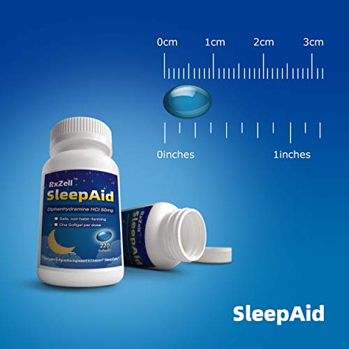 Image of RXZELL Sleep Aid, Diphenhydramine Softgels 50mg, Easy-to-Swallow, Supports Deeper Restful Sleeping, Non Habit-Forming (220 Counts | Pack of 4)