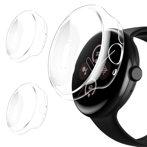 Coiwxmoi 2 Piezas Fundas para Google Pixel Watch 3/2/1 41mm, Protección Completa Carcasa con HD Protector de Pantalla, Resistente a Golpes y Arañazos, Ultraduradero, Transparente