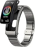 Clase de protección: IP57 Huawei TalkBand B6 Elite con audífonos Bluetooth Desmontables, Medidor de Actividad con Brazalete de eslabones - Metal - Pantalla 3,9 cm (1,53 \") Gris Titanio
