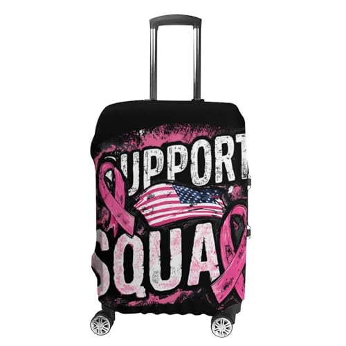 Breast Cancer Support Squad U.S.A. Flag Luggage Covers Washable Travel Suitcase Cover Elastic Baggage Protector