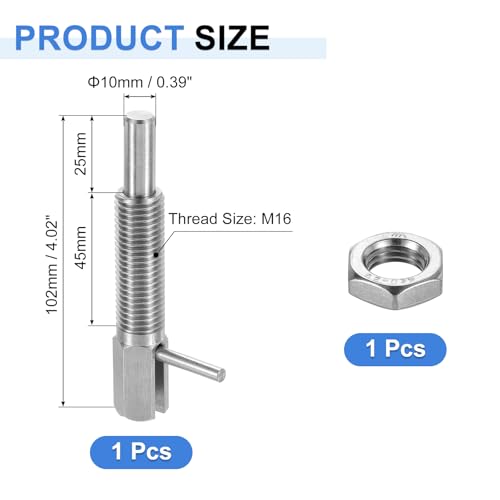QUARKZMAN Einziehbarer Indexierungs-Spannstift, M16 L-Feder-Spannstift aus Edelstahl mit Federbelasteter Riegel Teleskopverriegelungsstift mit Mutter für Maschinenbau Schiffbau
