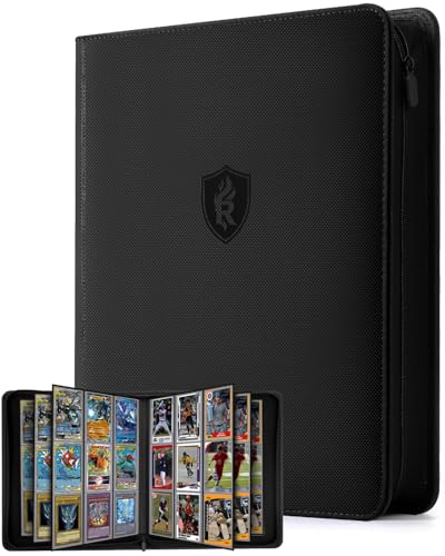 Image of 9 Pocket Top Loader Binder with Zipper - Holds 288 Toploaders - Premium Double-Sided Card Album for Trading Cards, TCG, MTG, Sports Cards (Black)