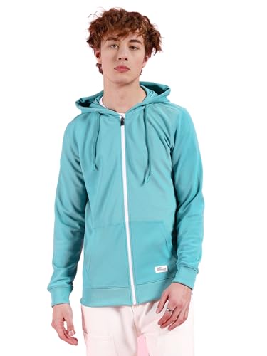 Image of The Indian Garage Co Men Regular Fit Self Design Front Open Hooded Sweatshirt