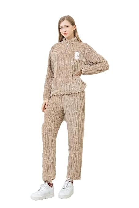 Thermal Night Dress for Women Fleece Winter Pajama Set-picture-42