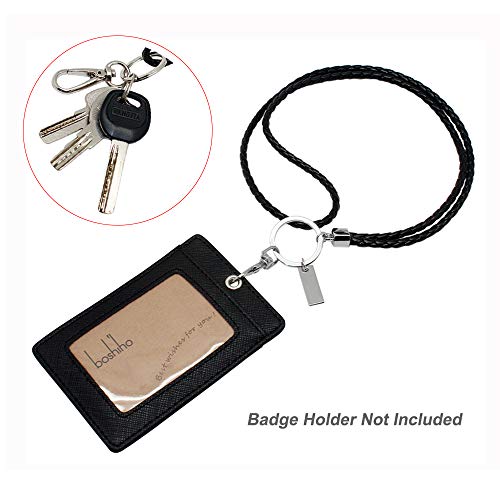 boshiho Office Lanyard, PU Leather Necklace Lanyard with Strong Clip and Keychain for Keys, ID Badge Holder, USB or Cellphone