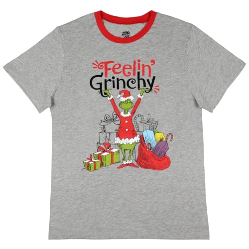 Dr. Seuss The Grinch Men's Feelin Grinchy 4-Piece Adult Holiday Lounge Sleep Gift Set with Pants T-Shirt Hat Socks2