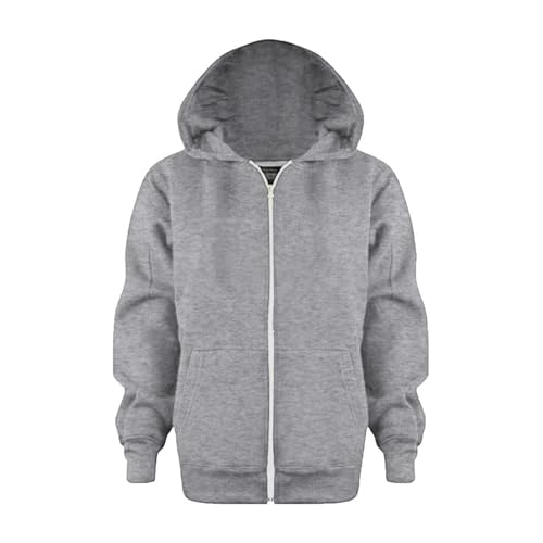 Grau Sweatshirt Jungen Kapuzenpullover mit Reißverschluss - Kapuzenjacke Langarm Pullover Hoody für Mädchen und Jungen (11-12 Jahre)
