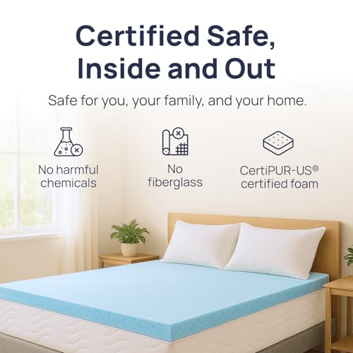 Sure2Sleep Gel Swirl Memory Foam Mattress Topper - 2 Inch, Pressure Relieving, Cooling Comfort - Made in The USA & CertiPUR-US Certified - Softens Firm Beds and Extends Mattress Life - Full Size