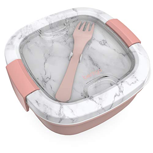 Bentgo Salad Lunch Container with Toppings Tray and Fork (Blush Marble) - Image 2