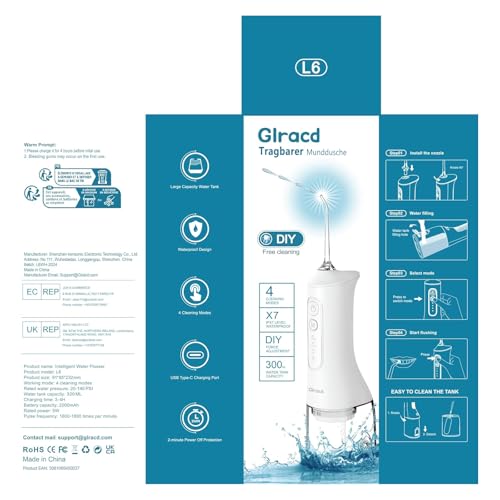 Munddusche Testsieger 2024,Professionelle Water Flosser mit Wasserfall-Mikrobläschen Technologie,Zahnzwischenraumreiniger mit DIY-Einstellung des Wasserdrucks für die Mundreinigung und Zahnspange