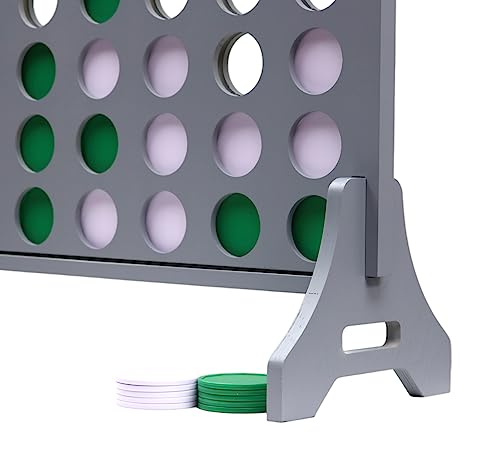 Image of Giant 4 in a Row Game for Family & Adults - Tailgating Pros Jumbo Grey Wooden Four in a Row Indoor & Outdoor Yard Game for Family Party Fun, Portable Activities for Patio, Backyard, and Camping