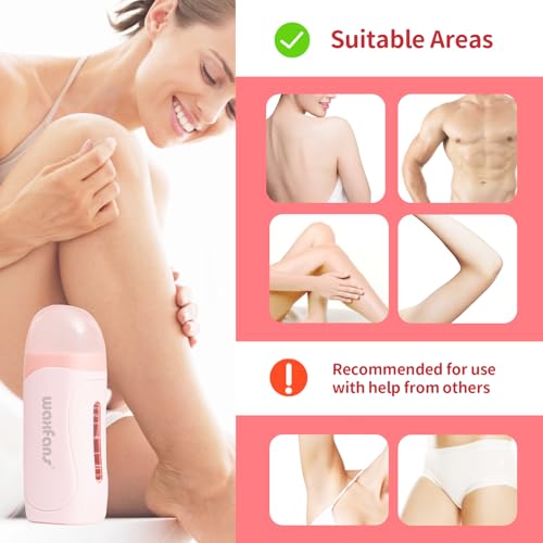Image of Waxing Kit for Women and Men, Wax Roller Waxing Kit for All Skin Types, Roll on Waxing Kit for Hair Removal(Rose)