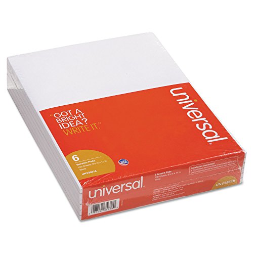Universal 35618 8-1/2 x 11 White Unruled Scratch Pads (100-sheet pads)