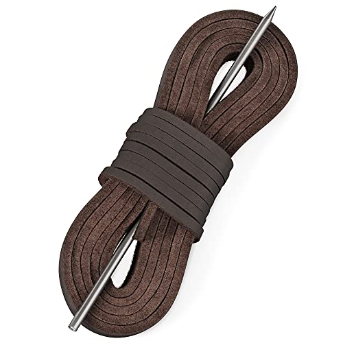 TOFL Leather Boat Shoe Lacing Kit | 45 inches | 1 Needle And 2 Strips [1 Pair] | Dark Brown