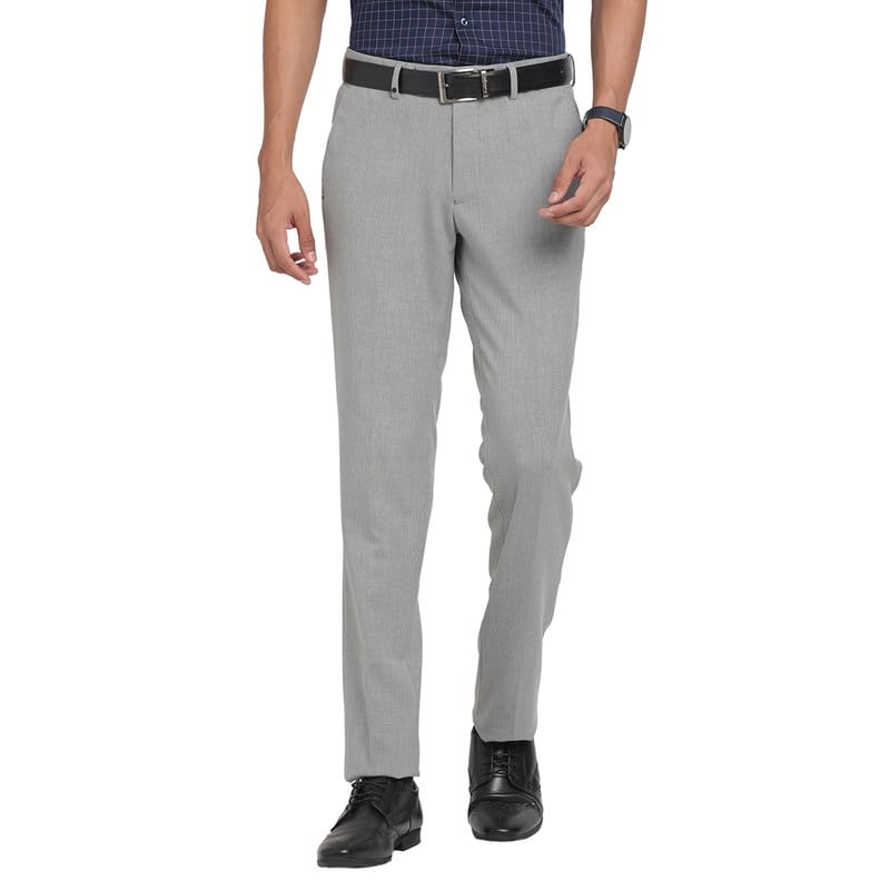 Men Cotton Stretch Self Design Narrow Fit Formal Trouser-image-49