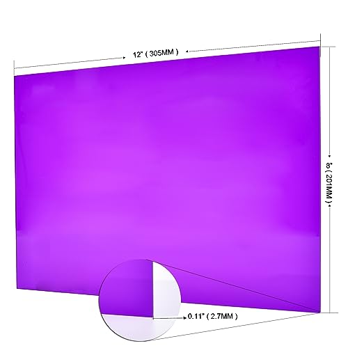 Image of 6 PCS Purple Transparent Cast Acrylic Sheets 8 inch x 12 inch x 0.118 inch, Plexiglass Plastic Sheet for Laser Cutting, Engraving Signs, DIY Projects.