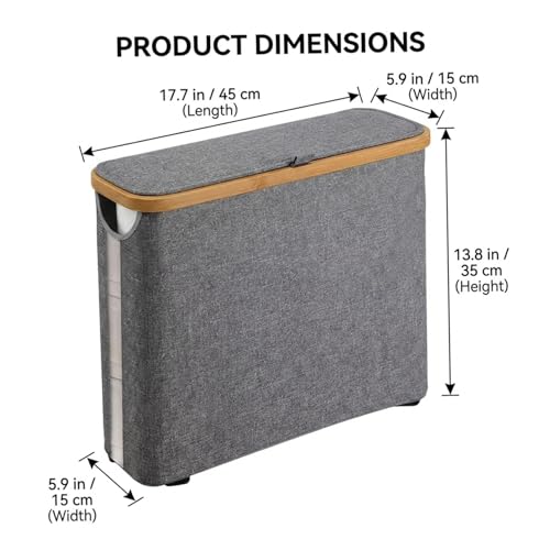 Almacenamiento de papel higiénico con tapa de bambú contenedor de 17.7x13.8x5.9 8