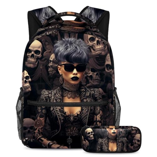 Cartable punk tête de mort résistant : dites adieu aux sacs dos déchirés
