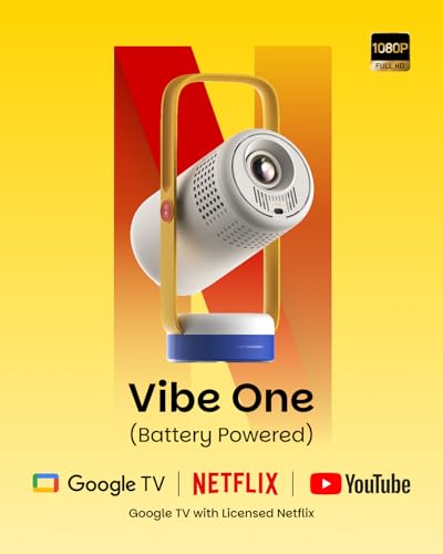 Image of XGIMI Vibe One Battery Powered 1080P Smart Portable Projector (Blue) | Google TV with Licensed Netflix, JBL Sound, Built-in Battery, Auto Focus & Keystone, HD Projector for Bedroom and Backyard