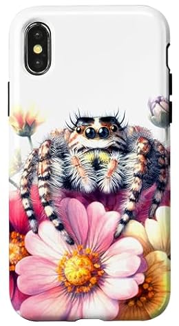 Jumping Spider On Flowers Exotic Spider Pet Lovers Case for iPhone X/XS