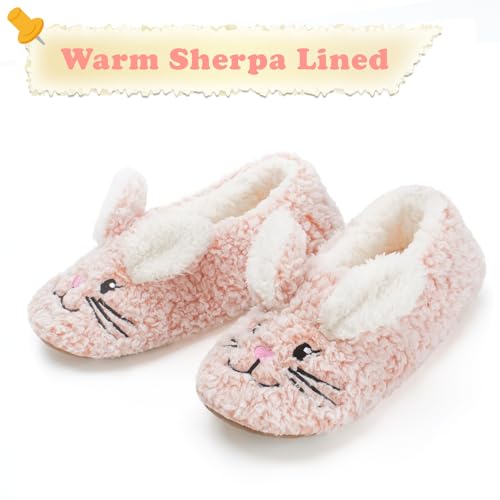 Image of The Metluks Cute Animal House Slippers, Warm Fuzzy Slipper Socks with Grippers Non Slip, Cozy Funny Gifts