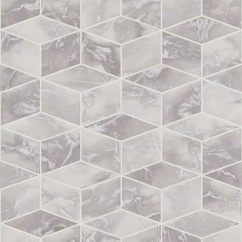 Papier peint géométrique pour masquer les défauts du mur intissé gris - 2