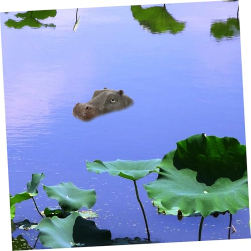 Décoration bassin originale avec cette tête hippopotame flottante résine