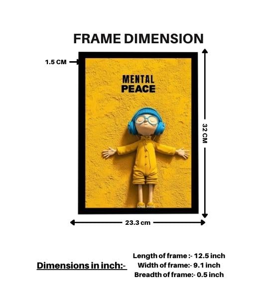 Image of MIRA MEST Mental Health Wall Decor - inchMental Peace inch Motivational Poster Frame | Aesthetic Modern Wall Art for Bedroom, Living Room, Office & Study Room