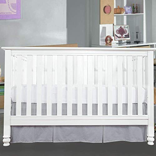 Image of Cottington Lane Crib Bed Skirt Pleated Crib Skirt Dust Ruffle, 100% Natural Cotton, Nursery Crib Toddler Bedding Skirts for Baby Boys or Girls, 14 inch Soft Crib Dust Ruffle Drop Crib Skirt-Light Grey