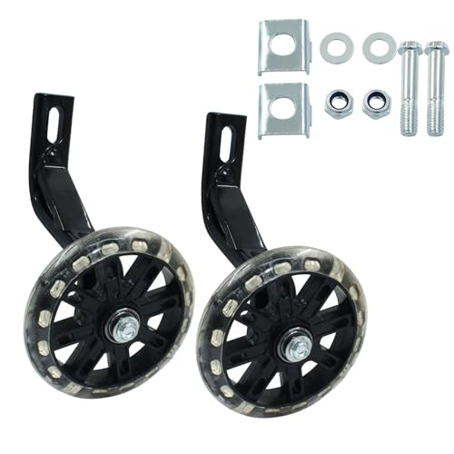 Murtenze 1 Pair of Children's Bicycle Auxiliary Wheel Bicycle Accessories, Flash Silent Training Wheels for 12