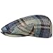 LIERYS Glaston Wool Check Flatcap Damen/Herren - Made in The EU - Cap aus 100% Wolle - Schiebermütze gefüttert mit Baumwolle - Verschiedene Größen (55-63 cm) - Mütze Herbst/Winter blau 55 cm