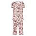 Auwer Womens Fashion Summer 2 Pc Pajamas Round Neck Short Sleeve Pleats Loose Capri Pants Printed Sleepwear with Pockets Red