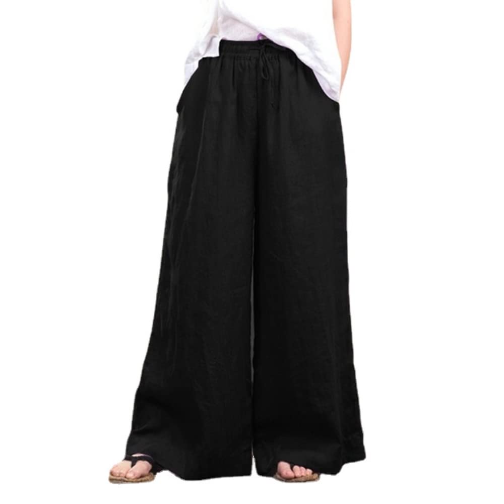 Women Wide Leg Pants Casual Loose Elastic Waist Straight Trousers Solid Color Oversize Pants Beach Fashion Pants