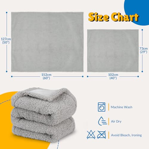 Barpor Waterproof Dog Blanket Washable - Coral Cotton Fleece Double Sided Pet Blanket 102x73cm Soft and Warm Reversible Pet Throws for Medium Dogs Cats Protects Bed Sofa Car Sofa Bed Cover Grey - Image 5