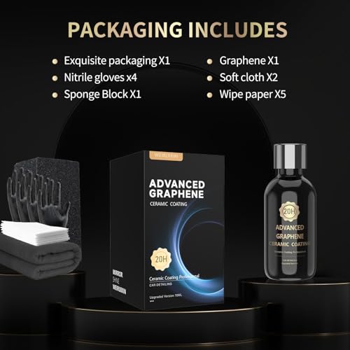 20H Advanced Graphene Ceramic Coating for Cars, Ceramic Car Auto Detailing kit (70ml), 10+ Years of Long Lasting Protection,Ultra High Gloss,Apply After Car Wash & Paint Correction