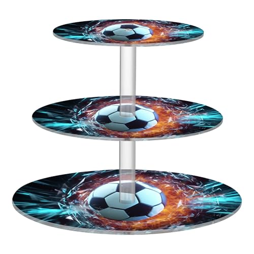PYBUG Soccer 3 Tier Acrylic Cupcake Stands Tower,Dessert Table Display Set for Tea Party,Wedding,Birthday, Baby Shower
