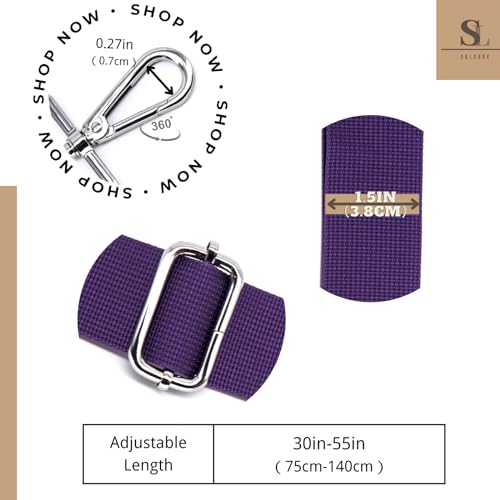 Image of S&loyoe Purse Straps Replacement Crossbody Bag Strap Adjustable Wide Guitar Straps for Handbags 1.5inch (A pure purple silver)
