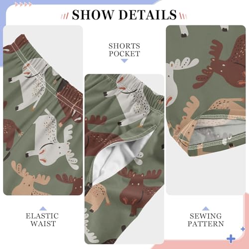 ZZXXB Lovely Deer Boys Long Pants Soft Trousers Elastic Waist Kids Lounge Bottoms with Pockets S-XL4