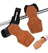 BREWIDAR Weight Lifting Wrist Straps, Double Layer Leather Weightlifting Wrist Straps for Deadlif...