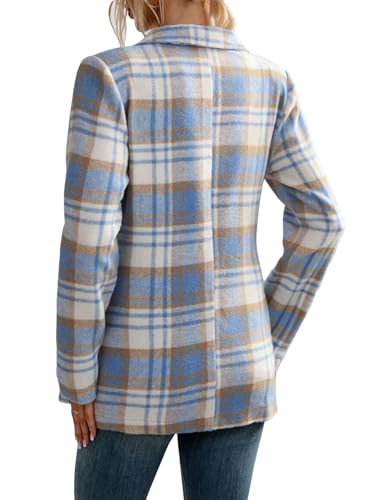 Mina Self Fall Flannel Blazer Jacket for Women 2025 Plaid - Slim Button Fully-Lined Business Casual Work Office with Pockets4