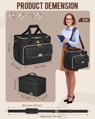 MATEIN Teacher Bag with Lunch Box, Large Teacher Tote Bag for Women Work with Accordion File Organizer & Insulated Pocket, 17.3 inch Laptop Tote Computer Briefcase for Office, College, Nursing, Black 5