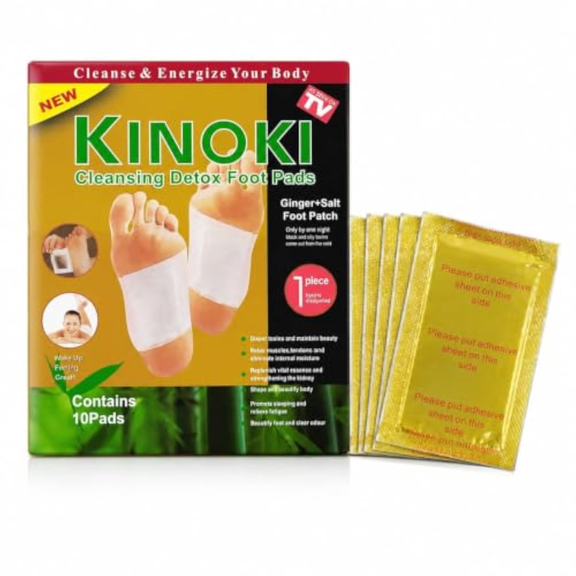 Cleansing Detox Foot Pads, Ginger and Salt, 10 Pads