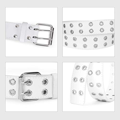 WERFORU Double Grommet Belt PU Leather Punk Belt for Women Ladies Belt for Jeans4