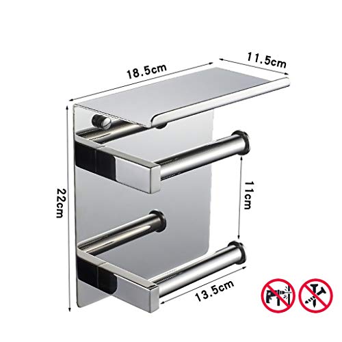 Dhdm Bathroom Toilet Paper Holder Stainless Steel Wall Mounted Double Layer Roll Paper Rack Mobile Phone Paper Towel Holder #TOP1