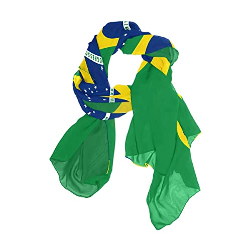Bufanda larga de la bandera de Brasil Chal Wrap Bufandas sedosas de las mujeres Moda Playa Pareo Envoltura, Bandera de Brasil
