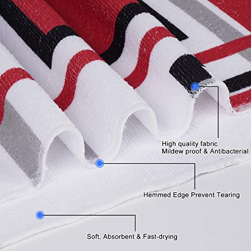 Likiyol 7 Piece Red Geometric Shower Curtain Set With Rugs And Towel, Include Non-Slip Rug, Toilet Lid Cover, Bath Mat And Towels, Modern Abstract Shower Curtain With 12 Hooks For Bathroom, Large #TOP5