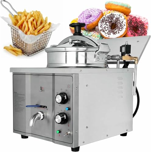 FKINGLRK Freidora Comercial de 3000 W, freidora de Aire a presión eléctrica de 16 L para encimera, freidora de Acero Inoxidable para Pollo Frito, Ideal para Cocina, hogar y Restaurante.