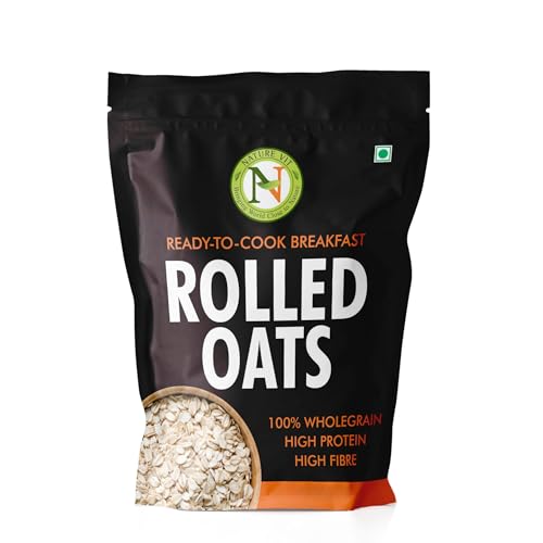Nature Vit Rolled Oats, 5 Kg - Gluten Free Oats With High Fibre | Protein Rich Breakfast | 100% Wholegrain