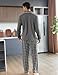 Bresdk Pyjama Herren Lang Winter Knöpfe Nachtwäsche Baumwolle Kariert Winter Schlafanzüge männer Geschenk Dunkelgrau M763 XL